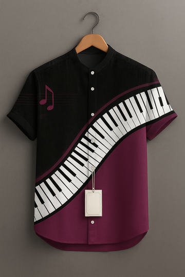 Creative Piano Keyboard Graphic Casual Shirt