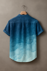 Stylish Ocean Blue Pattern Button-Up Shirt for Men