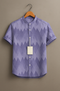Trendy Lavender Geometric Print Shirt for Men