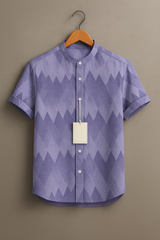 Trendy Lavender Geometric Print Shirt for Men
