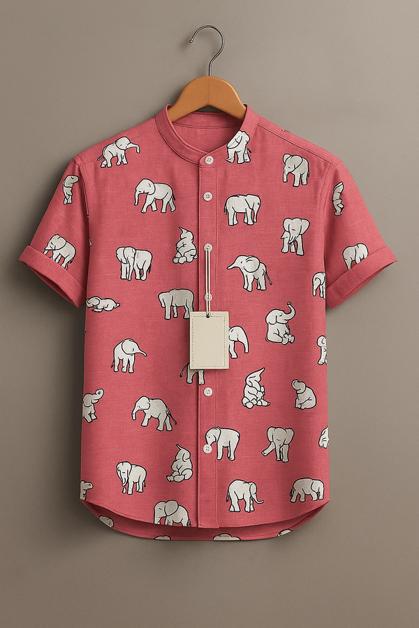 Boys Stylish Elephant Print Summer Shirt