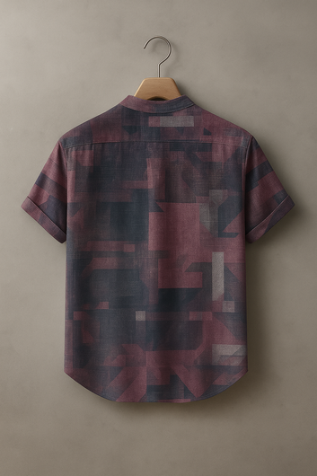 Boys Brown Abstract Print Summer Shirt