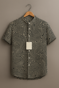 Men's Trendy Geometric Swirl Design Summer Shirt