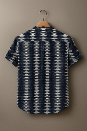 Men’s Navy Blue Tribal Pattern Casual Shirt