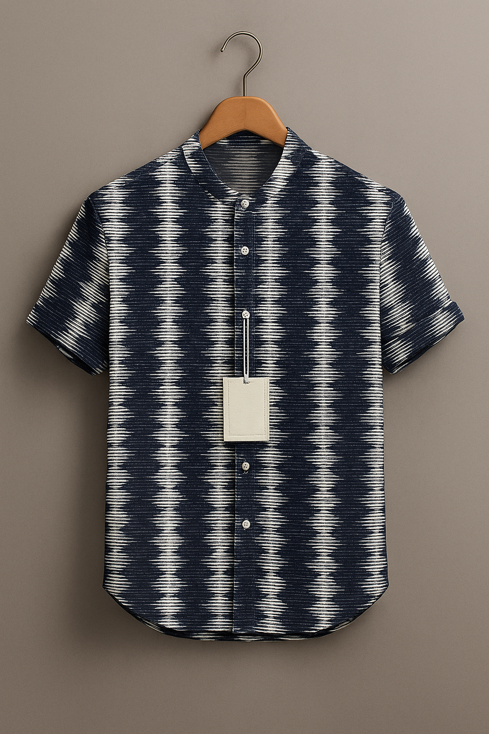 Men’s Navy Blue Tribal Pattern Casual Shirt
