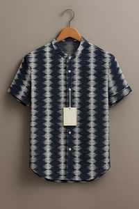 Men’s Navy Blue Tribal Pattern Casual Shirt