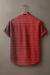 Men’s Modern Red & Green Stripe Summer Shirt