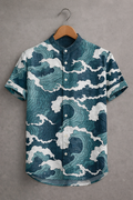 Men’s Coastal Wave Pattern Summer Shirt