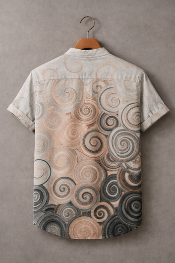 Neutral Tone Abstract Spiral Shirt