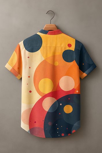 Men’s Abstract Color Block Circle Print Shirt