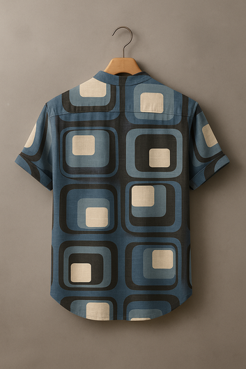 Men’s Retro 70s Square Pattern Fashion Shirt