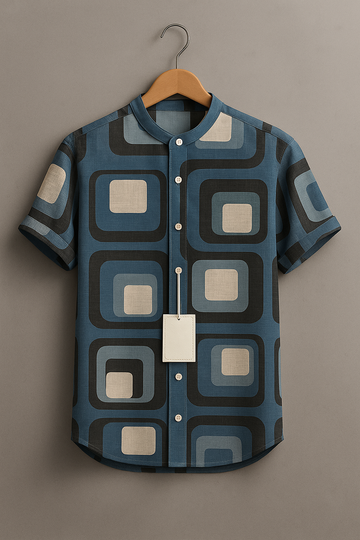 Men’s Retro 70s Square Pattern Fashion Shirt