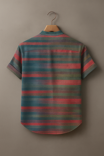 Contemporary Color Stripe Short Sleeve Shirt