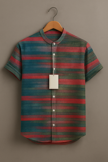 Contemporary Color Stripe Short Sleeve Shirt